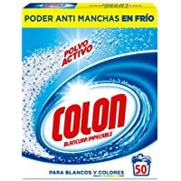 Los mejores  - Colon Polvo Activo - Detergente para Lavadora- adecuado para Ropa Blanca y de Color- Formato Polvo - 50 dosis